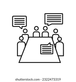 Business meeting line icon. Conference, presentation, brainstorming. Teamwork concept. Can be used for topics like business, management, communication