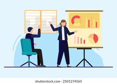 Business meeting, negotiation concept. Colored flat vector illustration isolated.