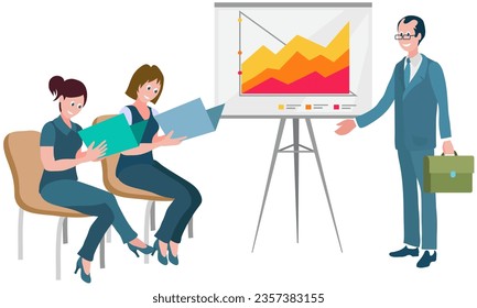 Business meeting in office, data analysis concept. People analyzing growth charts. Increase sales and skills. Analytics team monitoring investment result. Finance report graph, managers prepare report