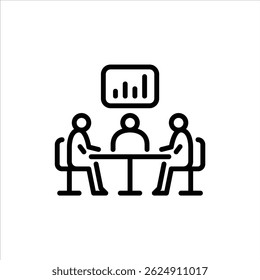 business meeting outline icon. team meeting line art illustration.