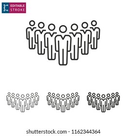 Business meeting people - outline icon on white background. Editable stroke. Vector illustration.