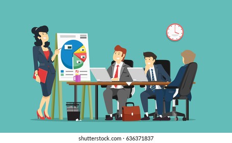 Business meeting. Presentation of the project. Vector illustration.