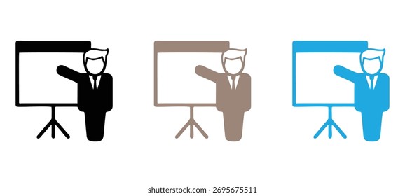 Conjunto de iconos de reuniones de negocios, presentación y Vector de trabajo en equipo.