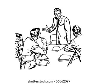 Business Meeting - Retro Clip Art