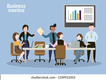 Businesswoman Show Graph Business People Group Stock Vector (Royalty ...