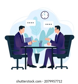 Business meeting, signing a contract. businessmen in business suits are sitting at a table in the office. Business meeting in the company. Office Work, workflow, co working. Teamwork.