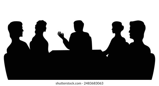 business meeting silhouette design. teamwork discussion illustration.