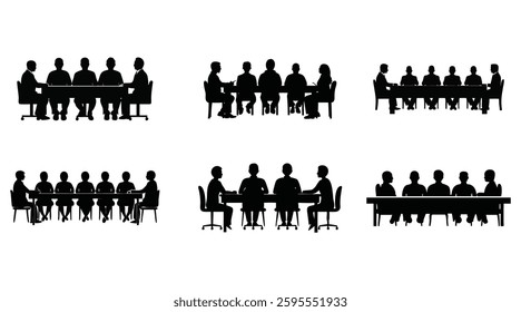 Business Meeting Silhouettes Vector Set - Teamwork, Conference, Discussion, made by adobe illustrator