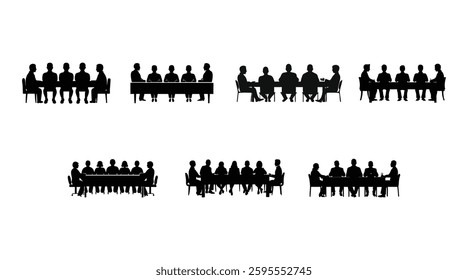 Business Meeting Silhouettes Vector Set - Teamwork, Conference, Discussion ,made by adobe illustrator