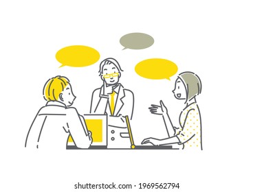 business meeting, simple line art, bicolor