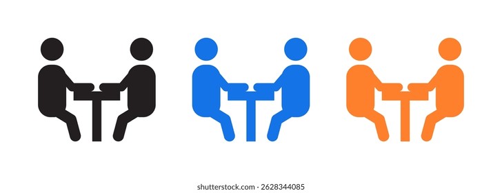 Business meeting Solid icon set . seminar, teaching, classroom, discussion, forum, presentation, discourse, group talk