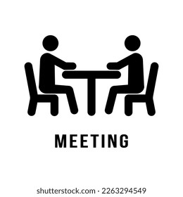 Business meeting. Solid pictogram isolated on white.