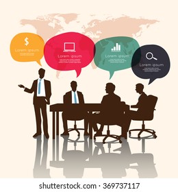 Business meeting with speech bubble ifographic 