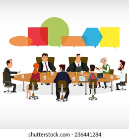 Business Meeting and Speech Bubbles. vector illustration.