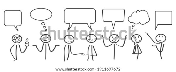 Business Meeting Stick Figures Corporate Communication Stock Vector 