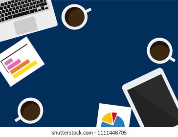 Business meeting table flat design vector illustration