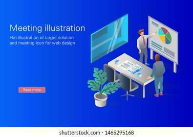 Business meeting and target isometric people 