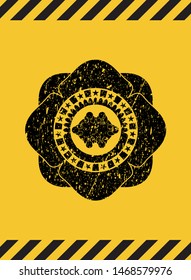 business meeting teamwork icon black grunge emblem, yellow warning sign. Vector Illustration. Detailed.