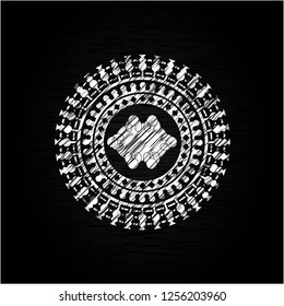 business meeting teamwork icon with chalkboard texture