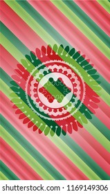 business meeting teamwork icon inside christmas colors emblem.