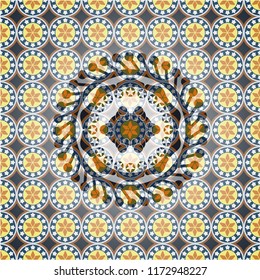 business meeting teamwork icon inside arabic emblem. Arabesque decoration.