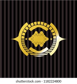 business meeting teamwork icon inside golden badge or emblem