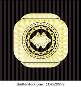 business meeting teamwork icon inside gold shiny badge