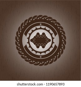 business meeting teamwork icon inside vintage wooden emblem