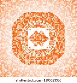 business meeting teamwork icon inside orange mosaic emblem