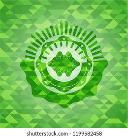 business meeting teamwork icon inside green emblem. Mosaic background