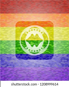 business meeting teamwork icon inside lgbt colors emblem 