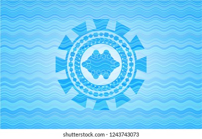 business meeting teamwork icon inside water wave concept badge background.