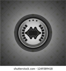 business meeting teamwork icon inside dark emblem