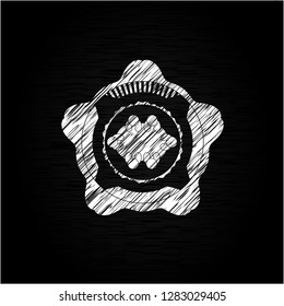 business meeting teamwork icon inside chalk emblem