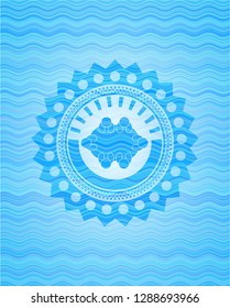 business meeting teamwork icon inside water wave representation style badge.