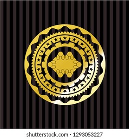 business meeting teamwork icon inside gold emblem or badge