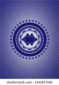 business meeting teamwork icon inside emblem with jean background