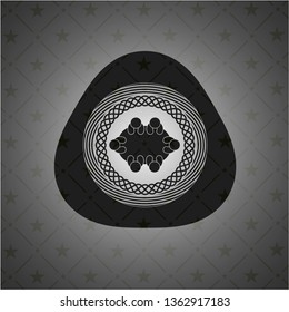 business meeting teamwork icon inside dark badge or emblem