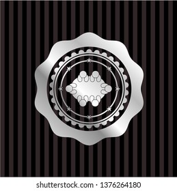 business meeting teamwork icon inside silvery badge or emblem