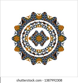 business meeting teamwork icon inside arabic style badge. Arabesque decoration.