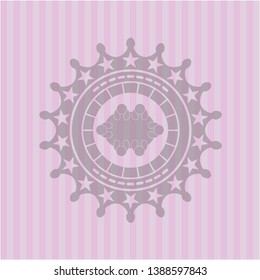business meeting teamwork icon inside pink emblem. Retro