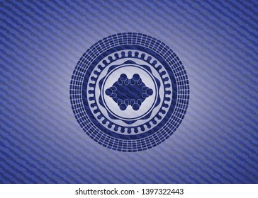 business meeting teamwork icon inside emblem with jean background