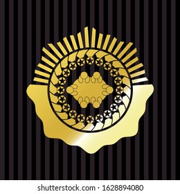 business meeting teamwork icon inside gold badge