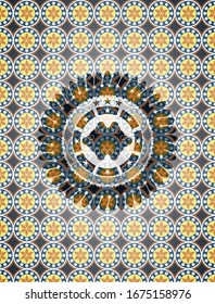 business meeting teamwork icon inside arabic emblem. Arabesque decoration.