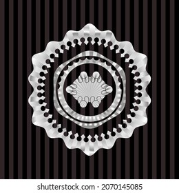 business meeting teamwork icon inside silver emblem. 