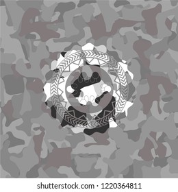 business meeting teamwork icon on grey camo texture