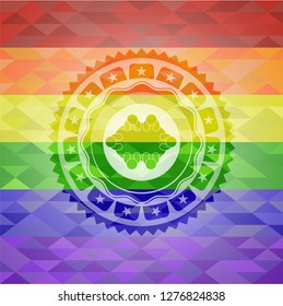 business meeting teamwork icon on mosaic background with the colors of the LGBT flag