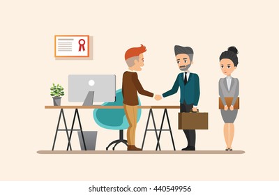 Business meeting. Teamwork shared working. Vector design set 1