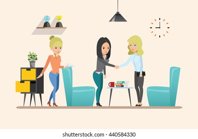 Business meeting. Teamwork shared working. Vector design set 2