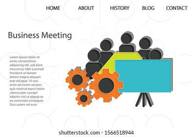 Business meeting template concept. Creative idea design for your project. Flat vector illustration for template, web page or brochure. 
